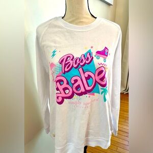 Simply Southern White 'Boss Babe' Sweatshirt-NWT
